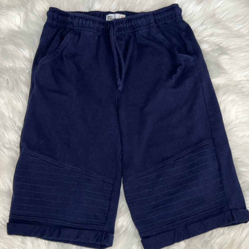Epic Threads Boy Navy Drawstring Moto Knit Shorts, Pockets Size Medium